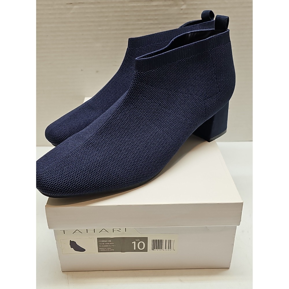 Tahari Corniche Knit Ankle Boots Dark Navy Women's US 10